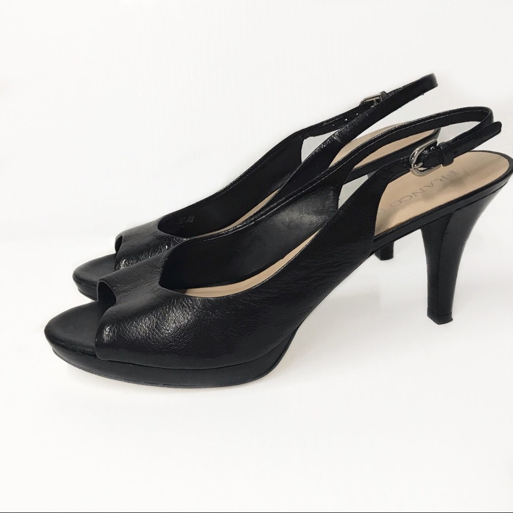 FRANCO SARTO Black Slingback Peep Toe Shoe Sz. 8.5